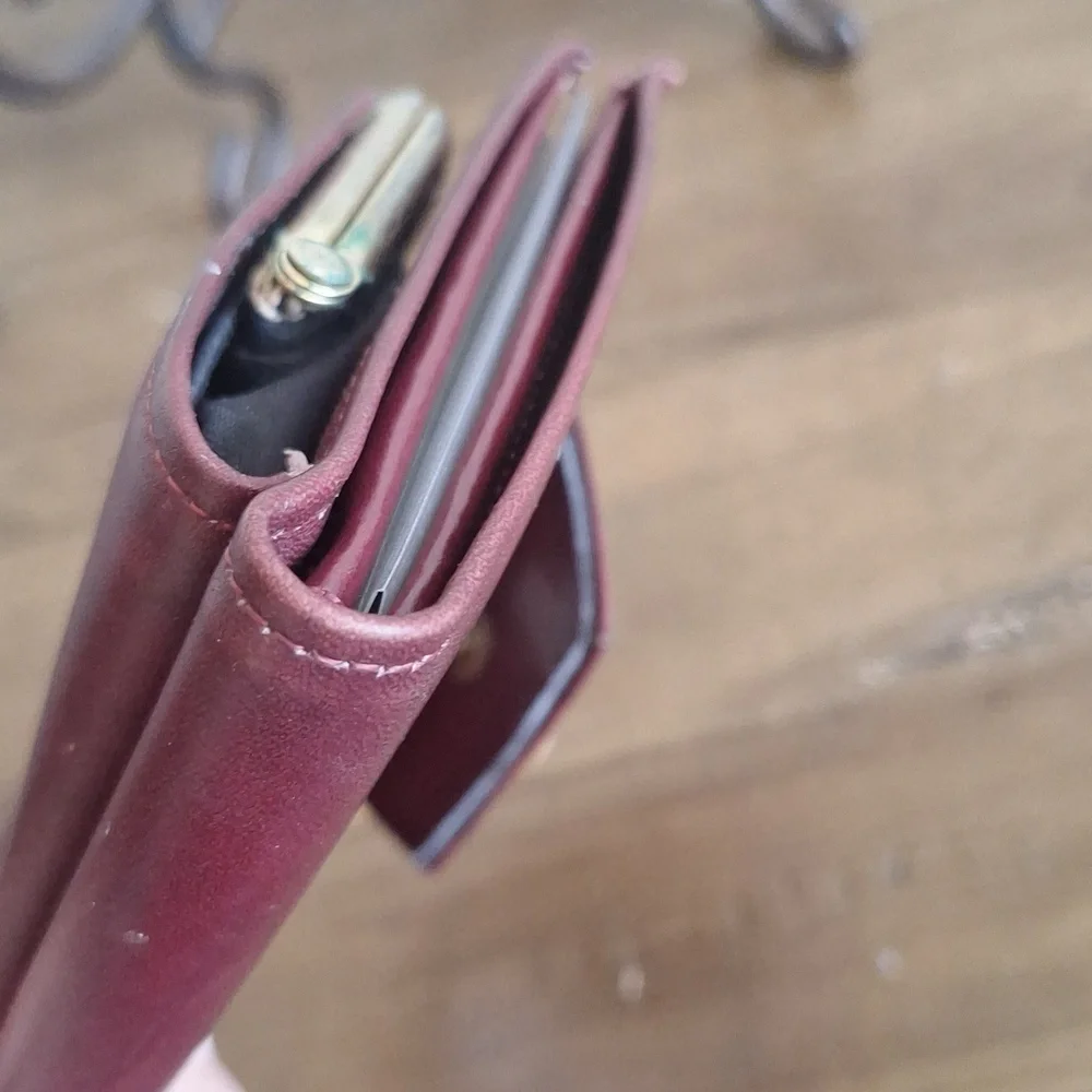 Vintage Rolfs Cowhide Wallet | Oxblood Leather Floral Embossed | Rare Key Slots